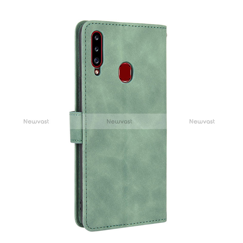 Leather Case Stands Flip Cover Holder L05Z for Samsung Galaxy A20s Green