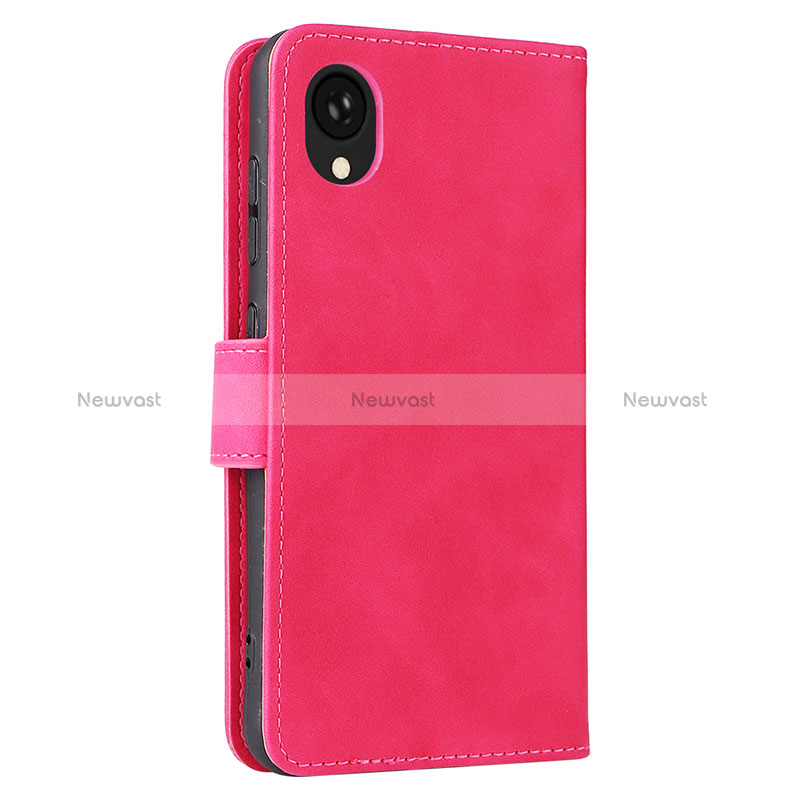 Leather Case Stands Flip Cover Holder L05Z for Samsung Galaxy A22 5G SC-56B Hot Pink