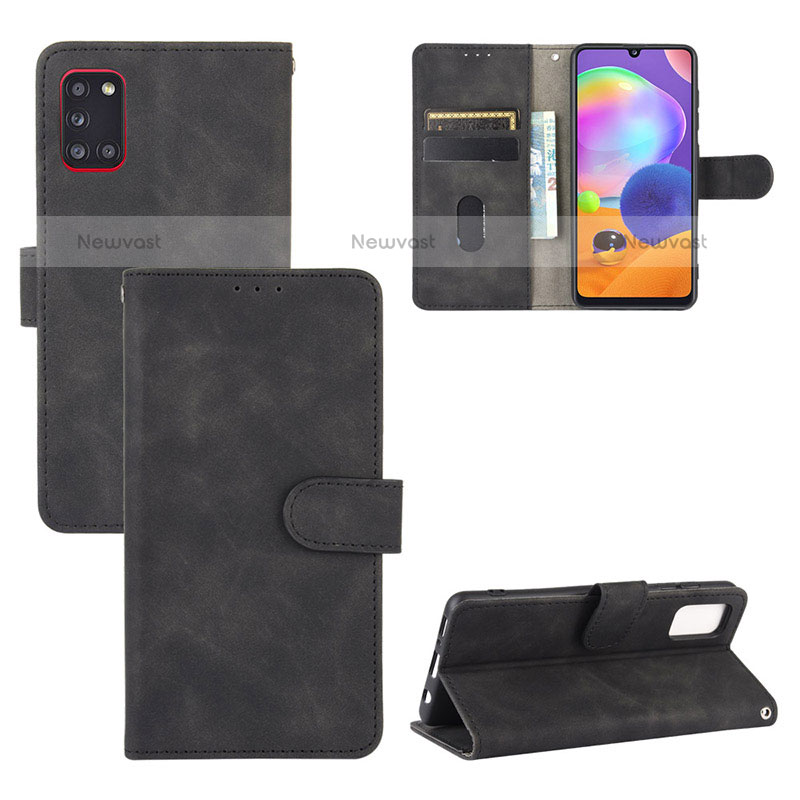 Leather Case Stands Flip Cover Holder L05Z for Samsung Galaxy A31 Black