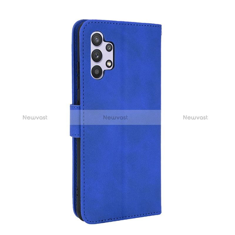 Leather Case Stands Flip Cover Holder L05Z for Samsung Galaxy A32 4G Blue