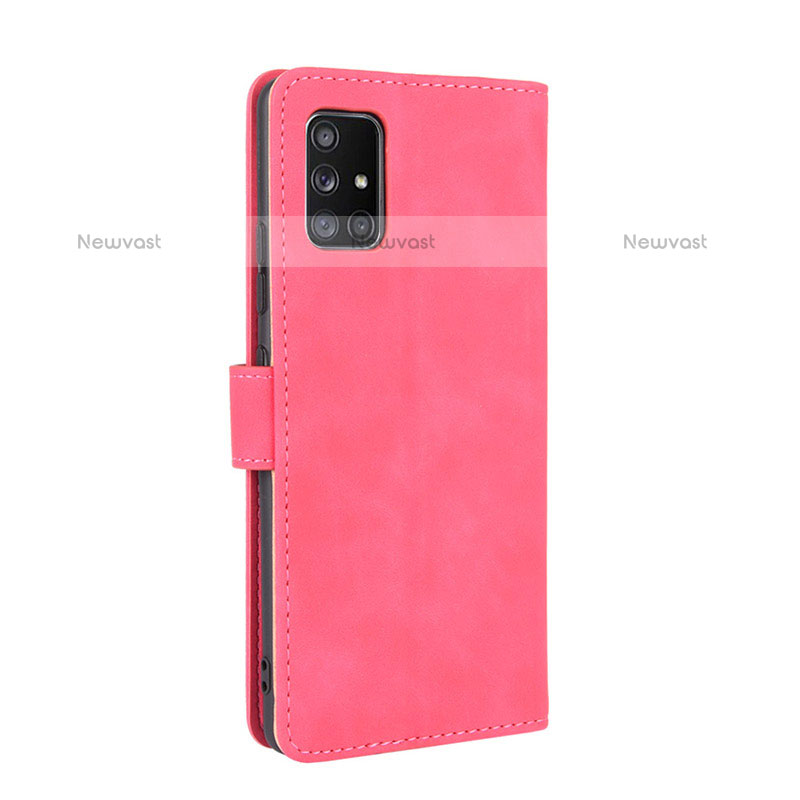 Leather Case Stands Flip Cover Holder L05Z for Samsung Galaxy A71 4G A715 Hot Pink