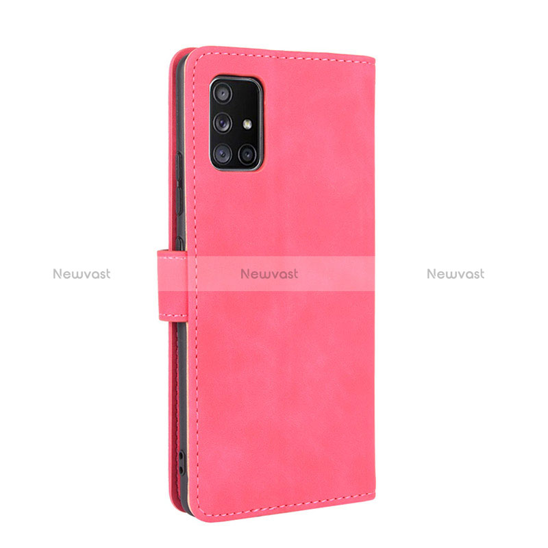 Leather Case Stands Flip Cover Holder L05Z for Samsung Galaxy A71 5G Hot Pink