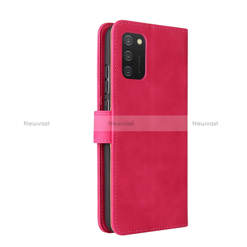 Leather Case Stands Flip Cover Holder L05Z for Samsung Galaxy F02S SM-E025F Hot Pink