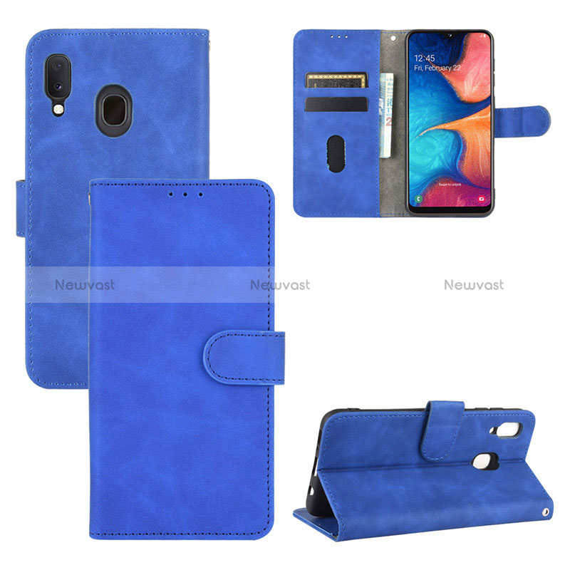 Leather Case Stands Flip Cover Holder L05Z for Samsung Galaxy M10S Blue