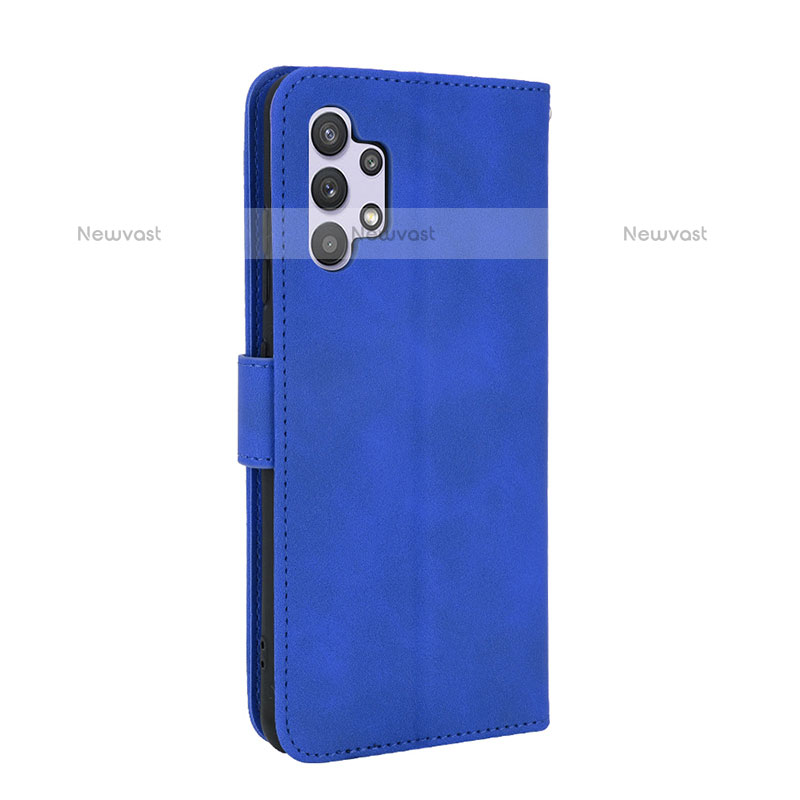 Leather Case Stands Flip Cover Holder L05Z for Samsung Galaxy M32 5G Blue