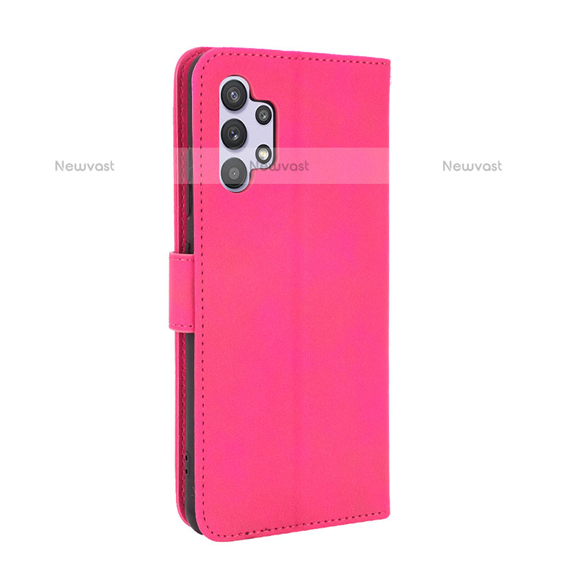 Leather Case Stands Flip Cover Holder L05Z for Samsung Galaxy M32 5G Hot Pink