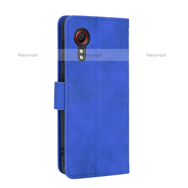 Leather Case Stands Flip Cover Holder L05Z for Samsung Galaxy XCover 5 SM-G525F Blue