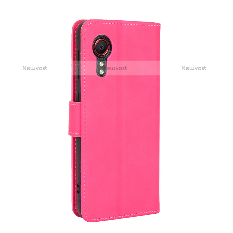 Leather Case Stands Flip Cover Holder L05Z for Samsung Galaxy XCover 5 SM-G525F Hot Pink