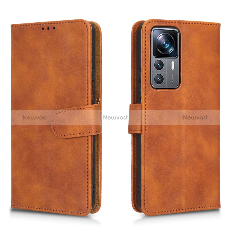 Leather Case Stands Flip Cover Holder L05Z for Xiaomi Mi 12T 5G Brown