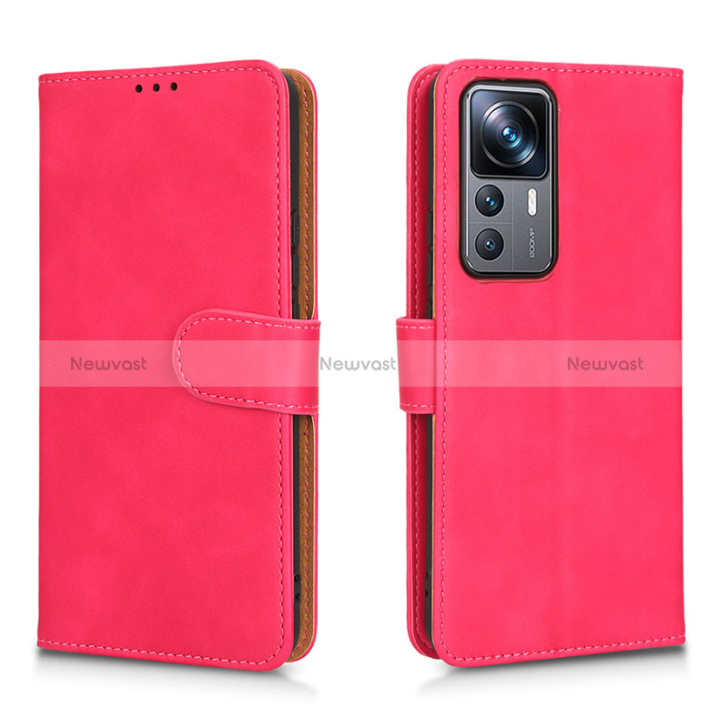 Leather Case Stands Flip Cover Holder L05Z for Xiaomi Mi 12T 5G Hot Pink