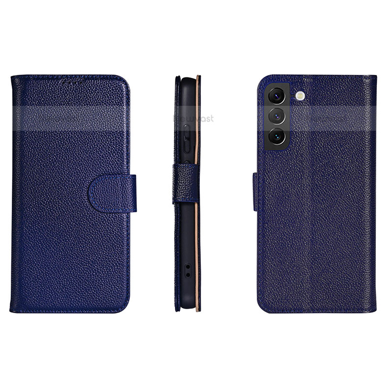 Leather Case Stands Flip Cover Holder L06 for Samsung Galaxy S21 Plus 5G Blue