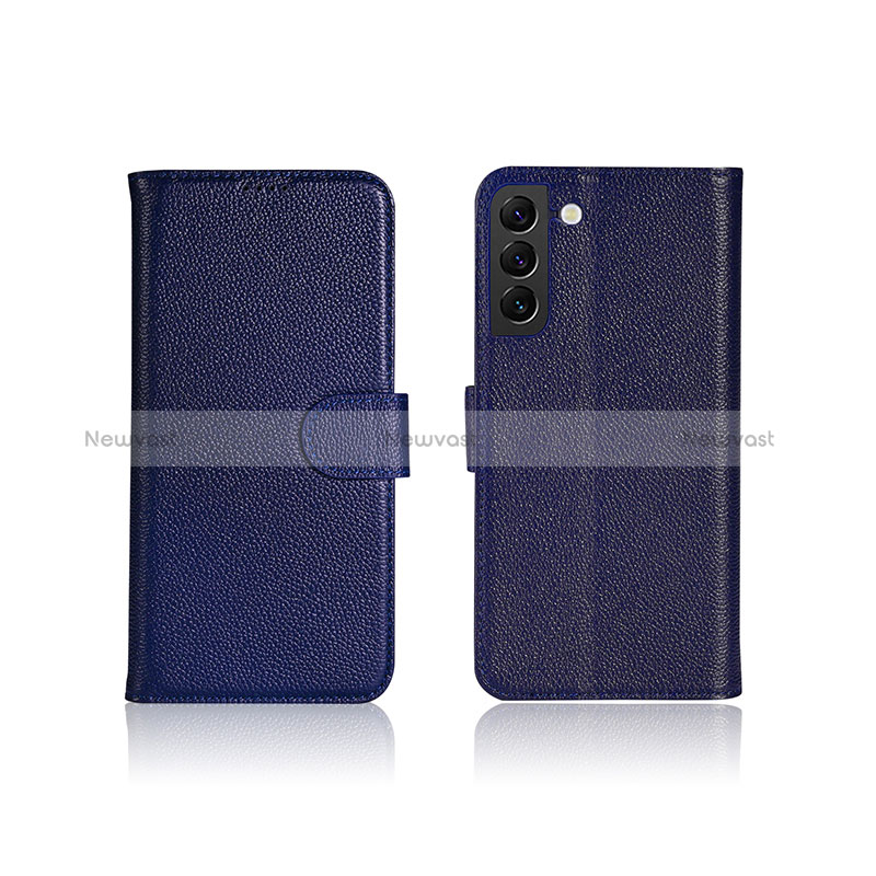 Leather Case Stands Flip Cover Holder L06 for Samsung Galaxy S24 5G Blue