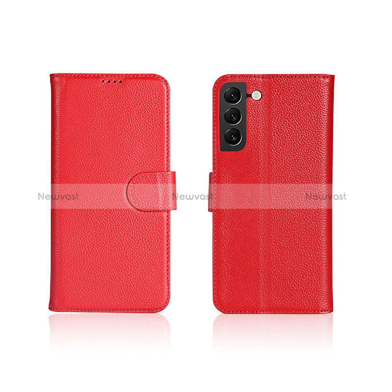 Leather Case Stands Flip Cover Holder L06 for Samsung Galaxy S24 Plus 5G Red