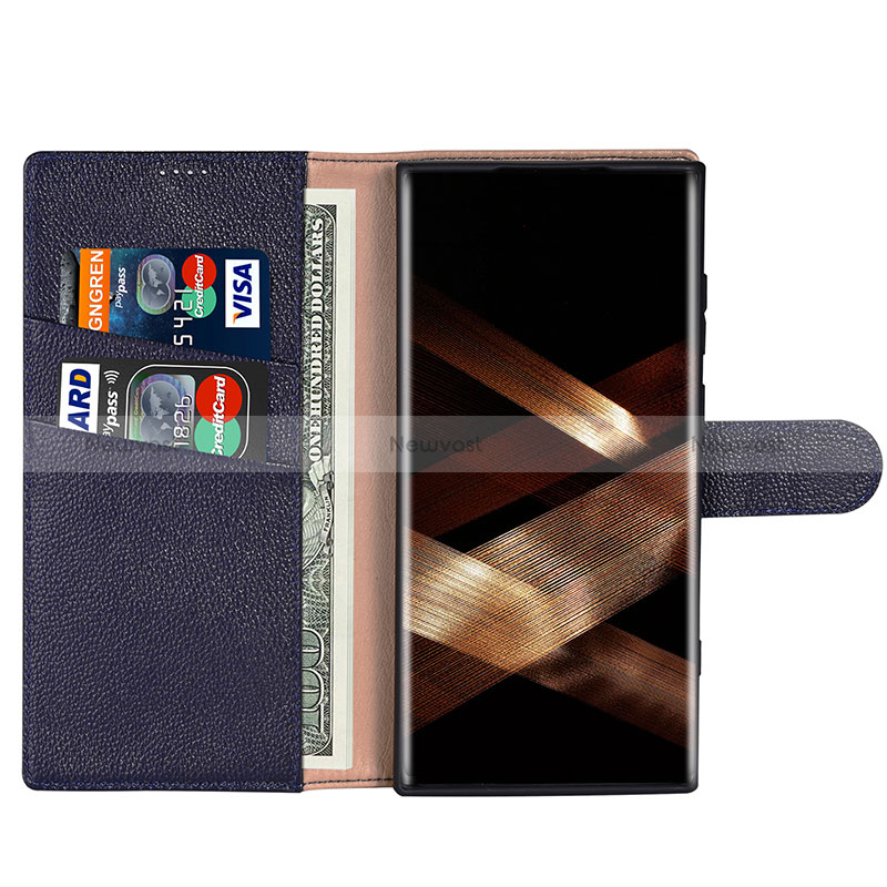 Leather Case Stands Flip Cover Holder L06 for Samsung Galaxy S24 Ultra 5G