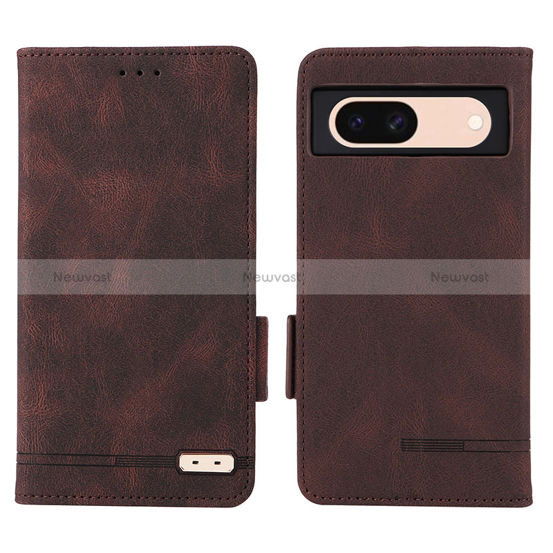 Leather Case Stands Flip Cover Holder L06Z for Google Pixel 8a 5G Brown