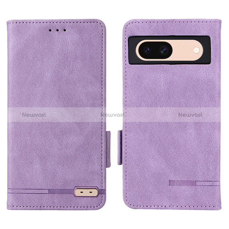 Leather Case Stands Flip Cover Holder L06Z for Google Pixel 8a 5G Purple