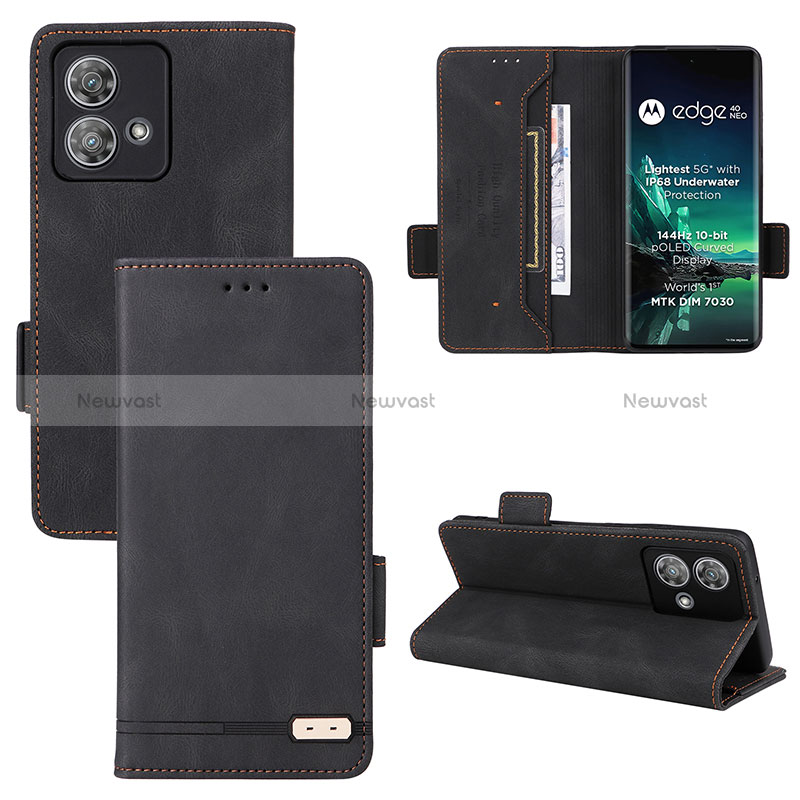 Leather Case Stands Flip Cover Holder L06Z for Motorola Moto Edge 40 Neo 5G