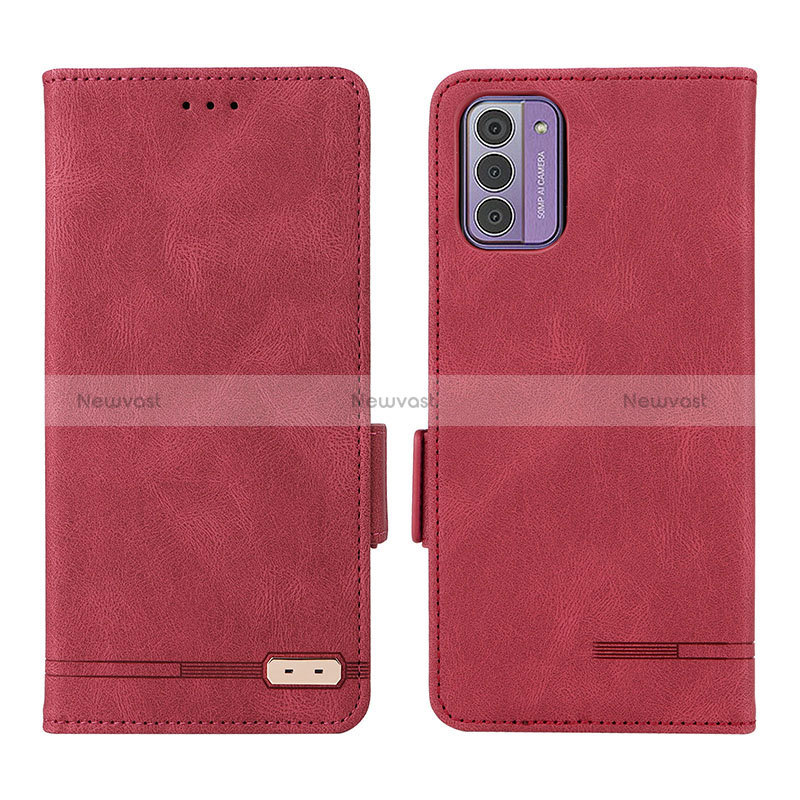 Leather Case Stands Flip Cover Holder L06Z for Nokia G310 5G Red