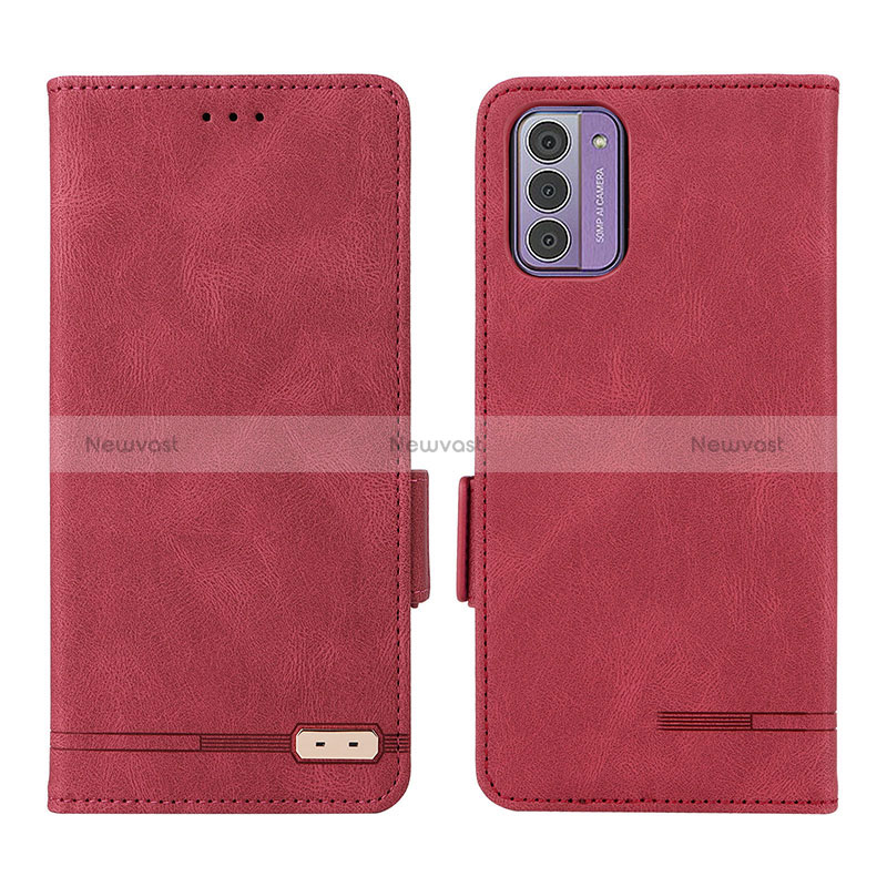 Leather Case Stands Flip Cover Holder L06Z for Nokia G42 5G Red