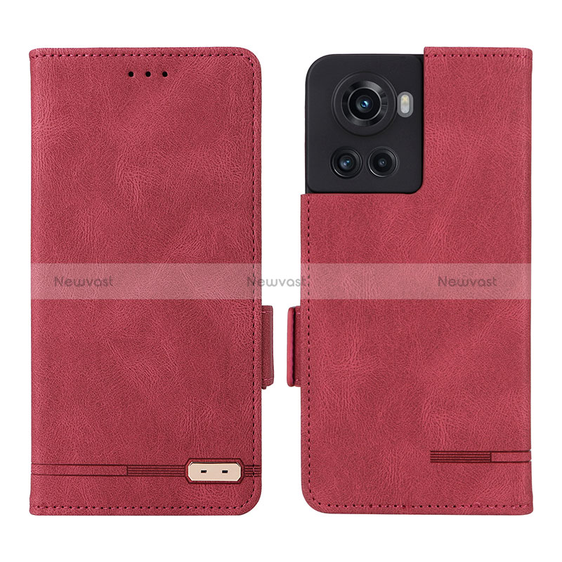 Leather Case Stands Flip Cover Holder L06Z for OnePlus 10R 5G Red