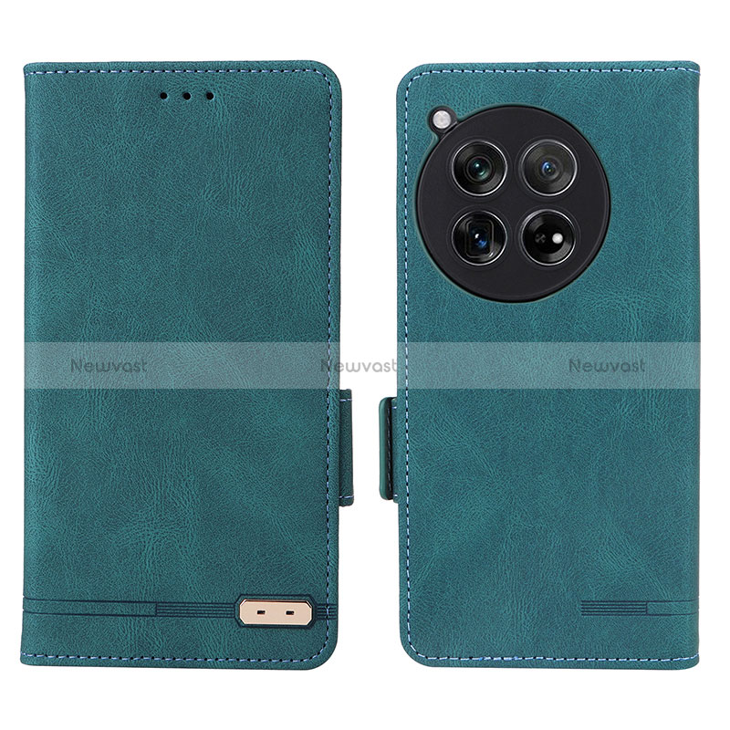 Leather Case Stands Flip Cover Holder L06Z for OnePlus 12 5G Green