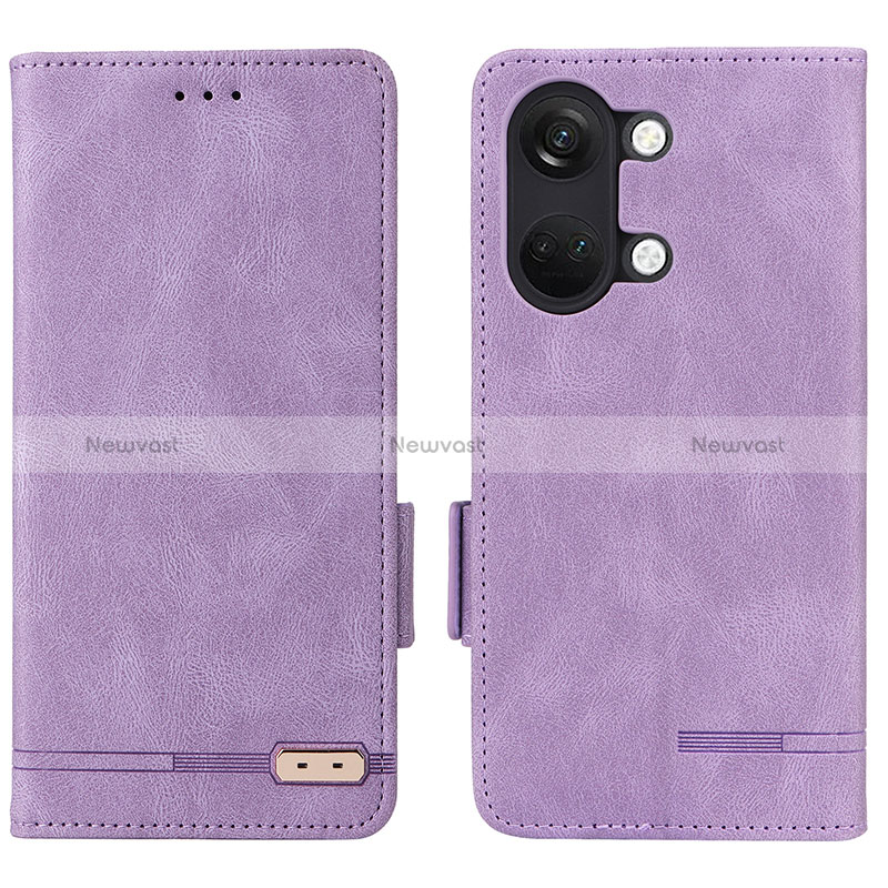 Leather Case Stands Flip Cover Holder L06Z for OnePlus Nord 3 5G Purple