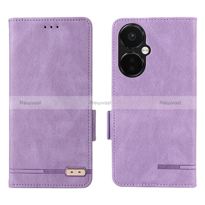 Leather Case Stands Flip Cover Holder L06Z for OnePlus Nord CE 3 Lite 5G Purple