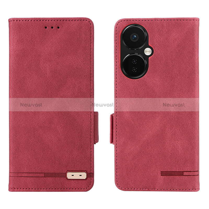 Leather Case Stands Flip Cover Holder L06Z for Oppo K11x 5G Red