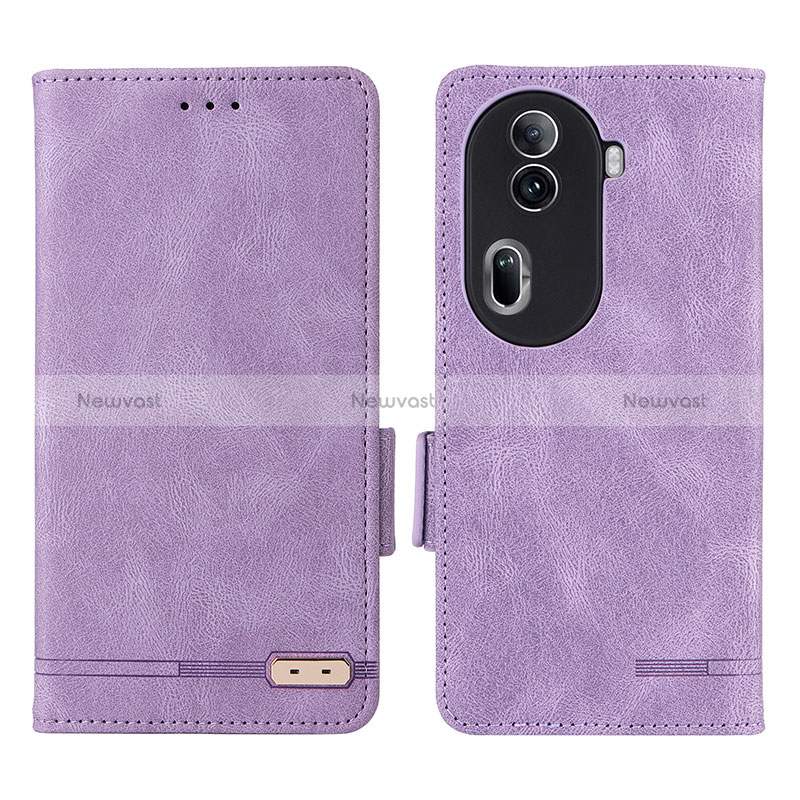 Leather Case Stands Flip Cover Holder L06Z for Oppo Reno11 Pro 5G Purple