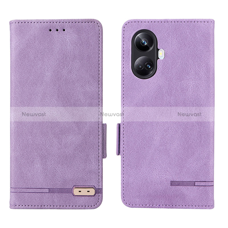 Leather Case Stands Flip Cover Holder L06Z for Realme 10 Pro+ Plus 5G Purple