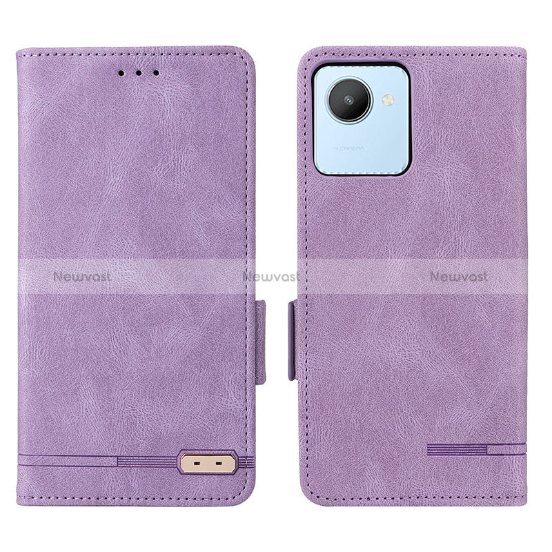 Leather Case Stands Flip Cover Holder L06Z for Realme C30 Purple