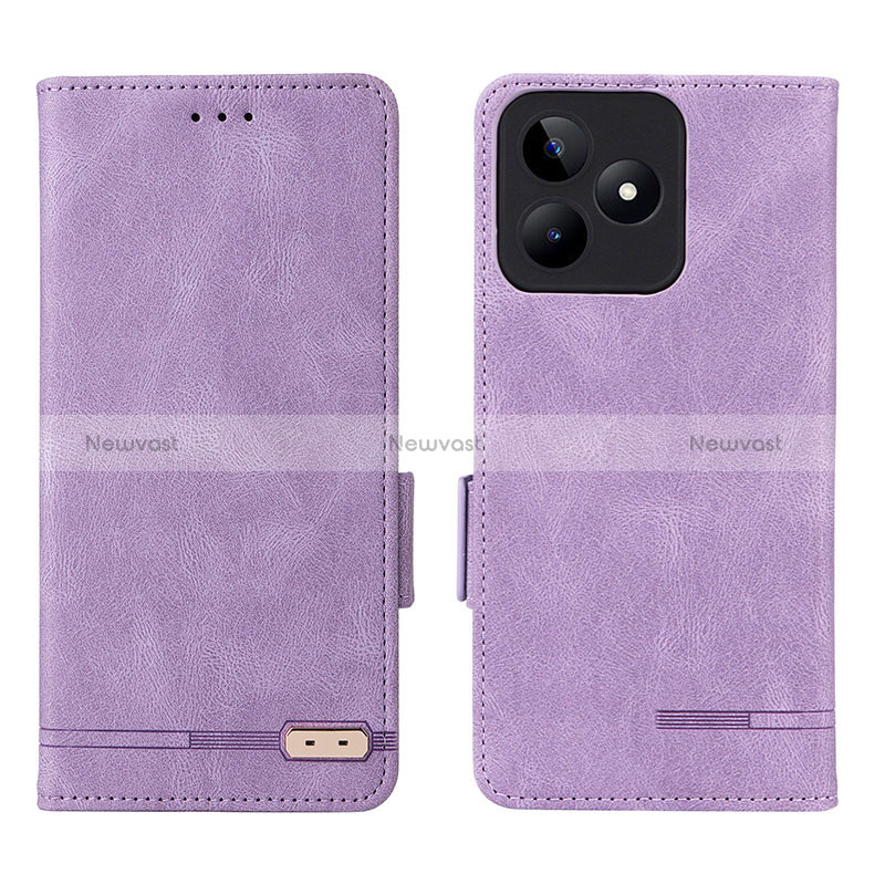 Leather Case Stands Flip Cover Holder L06Z for Realme C51 Purple