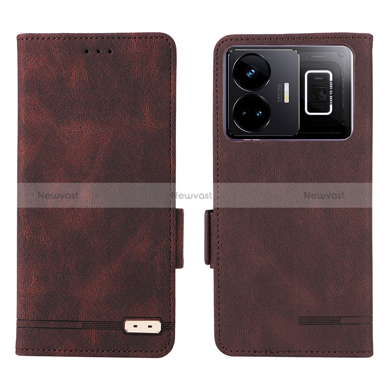 Leather Case Stands Flip Cover Holder L06Z for Realme GT Neo5 5G Brown