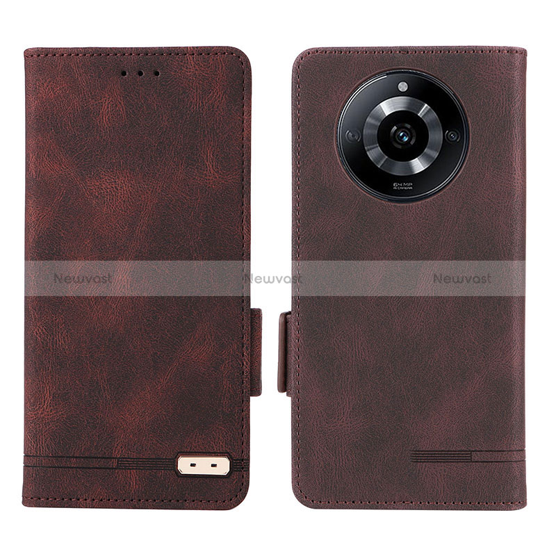 Leather Case Stands Flip Cover Holder L06Z for Realme Narzo 60 5G Brown