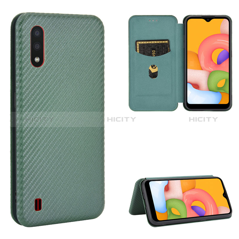 Leather Case Stands Flip Cover Holder L06Z for Samsung Galaxy A01 SM-A015