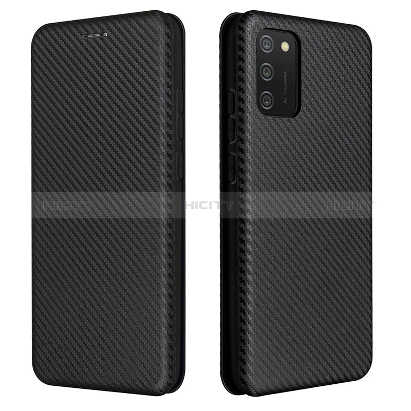 Leather Case Stands Flip Cover Holder L06Z for Samsung Galaxy A03s Black