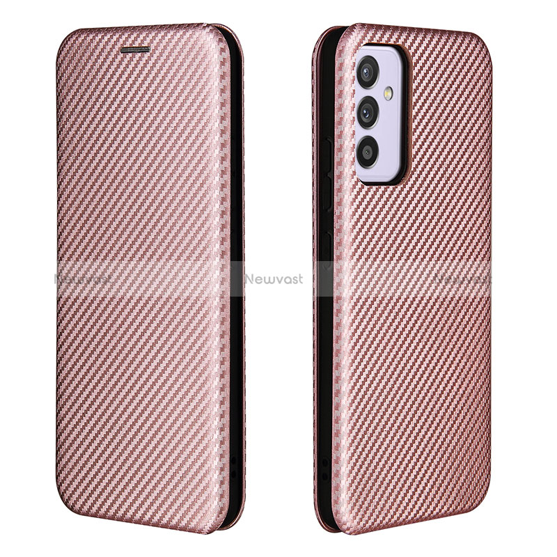 Leather Case Stands Flip Cover Holder L06Z for Samsung Galaxy A15 5G Rose Gold