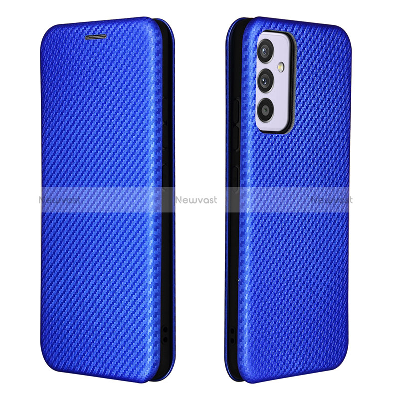 Leather Case Stands Flip Cover Holder L06Z for Samsung Galaxy A15 LTE Blue