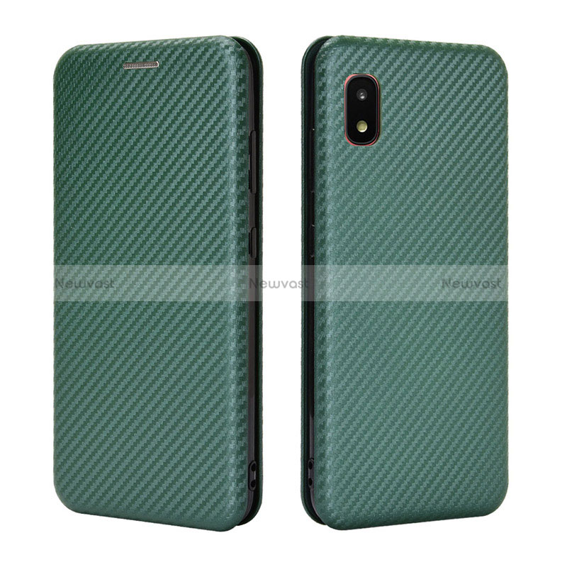 Leather Case Stands Flip Cover Holder L06Z for Samsung Galaxy A21 SC-42A Green