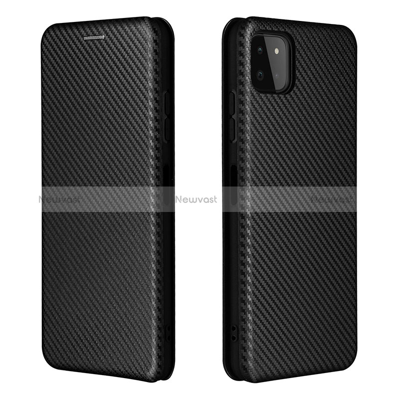 Leather Case Stands Flip Cover Holder L06Z for Samsung Galaxy A22 5G Black