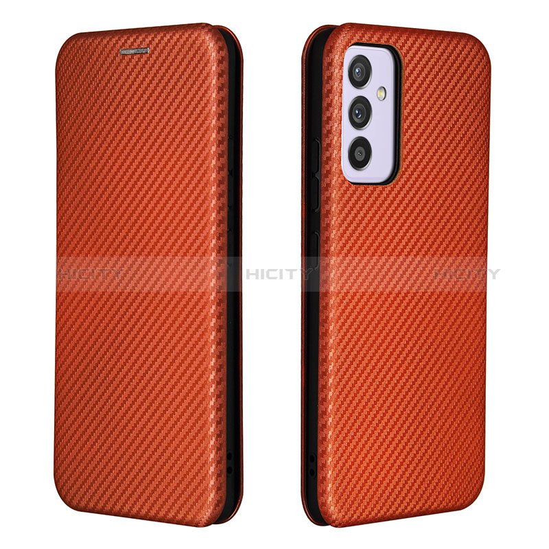 Leather Case Stands Flip Cover Holder L06Z for Samsung Galaxy A24 4G Brown