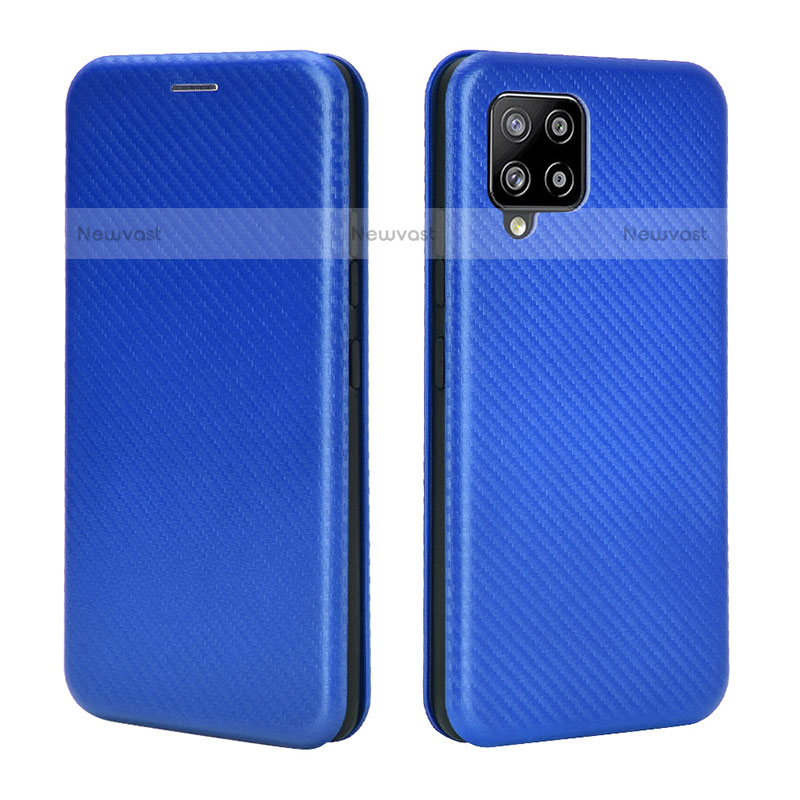 Leather Case Stands Flip Cover Holder L06Z for Samsung Galaxy A42 5G Blue