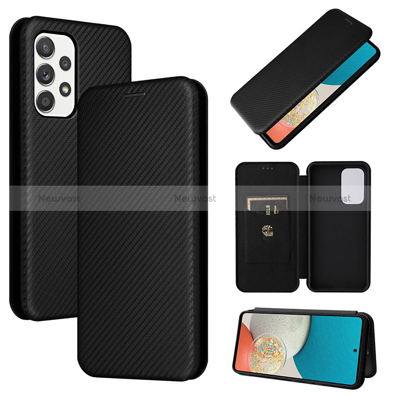 Leather Case Stands Flip Cover Holder L06Z for Samsung Galaxy A53 5G Black