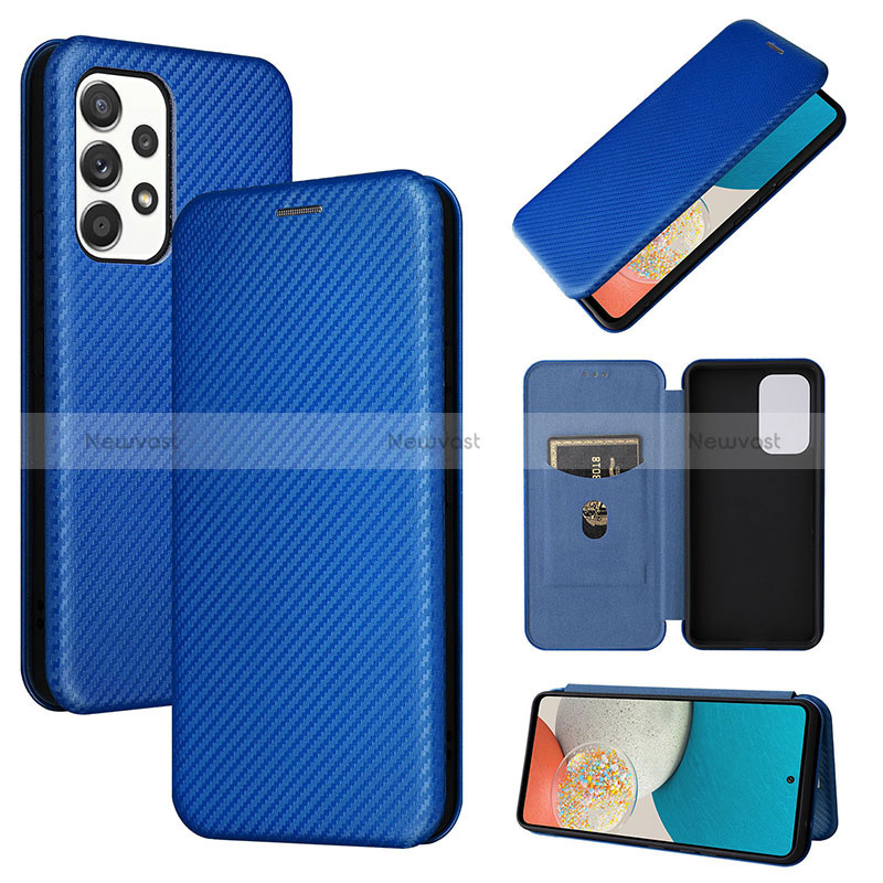 Leather Case Stands Flip Cover Holder L06Z for Samsung Galaxy A53 5G Blue