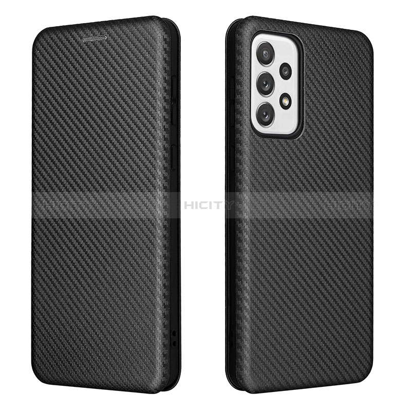 Leather Case Stands Flip Cover Holder L06Z for Samsung Galaxy A73 5G Black