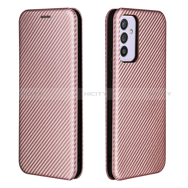 Leather Case Stands Flip Cover Holder L06Z for Samsung Galaxy A82 5G Rose Gold