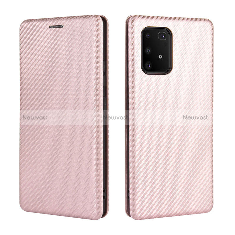 Leather Case Stands Flip Cover Holder L06Z for Samsung Galaxy M80S Rose Gold