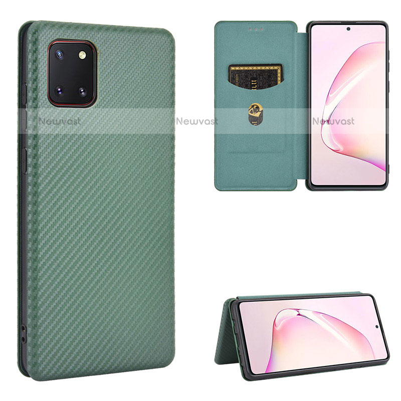 Leather Case Stands Flip Cover Holder L06Z for Samsung Galaxy Note 10 Lite Green