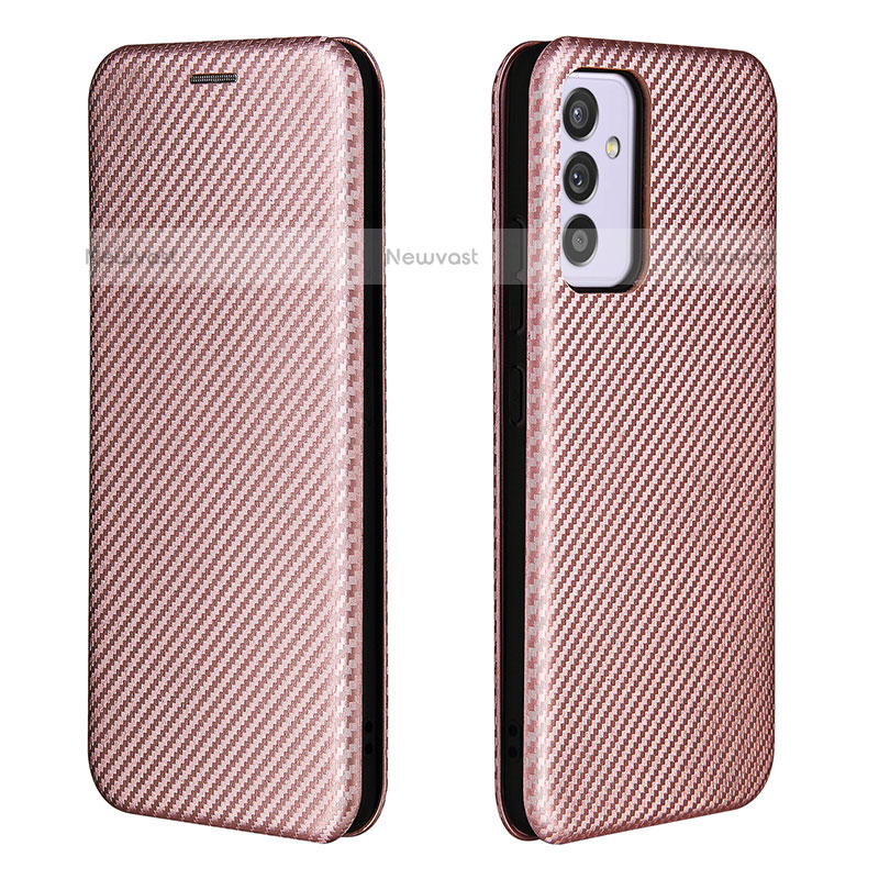 Leather Case Stands Flip Cover Holder L06Z for Samsung Galaxy Quantum2 5G Rose Gold