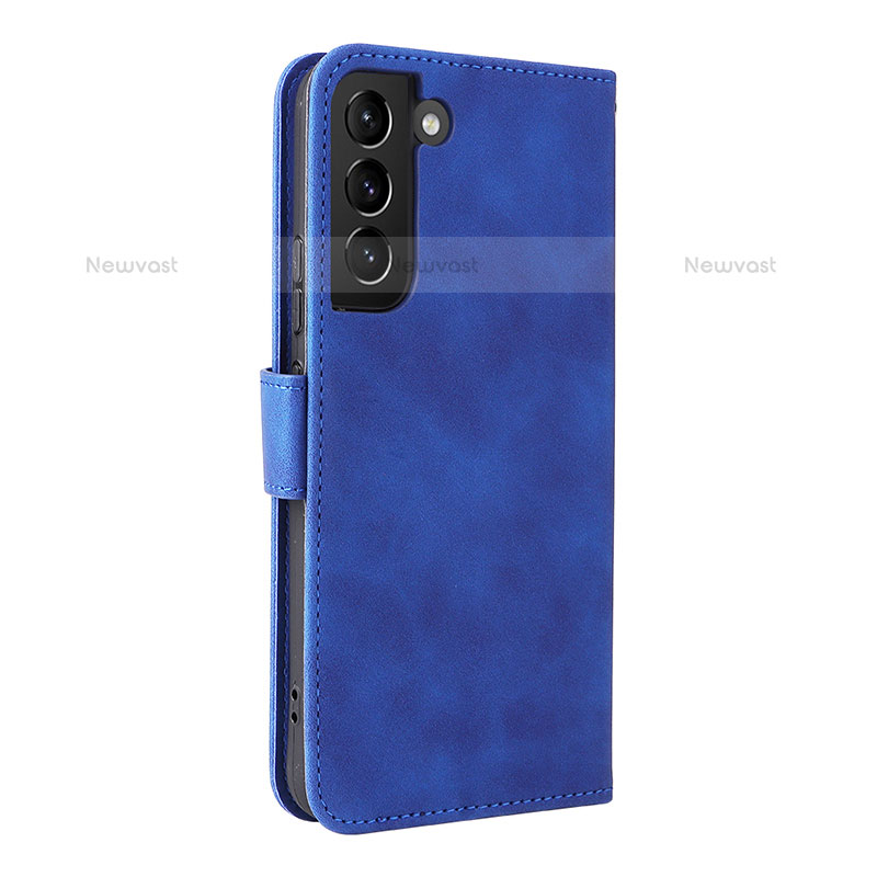 Leather Case Stands Flip Cover Holder L06Z for Samsung Galaxy S21 FE 5G Blue